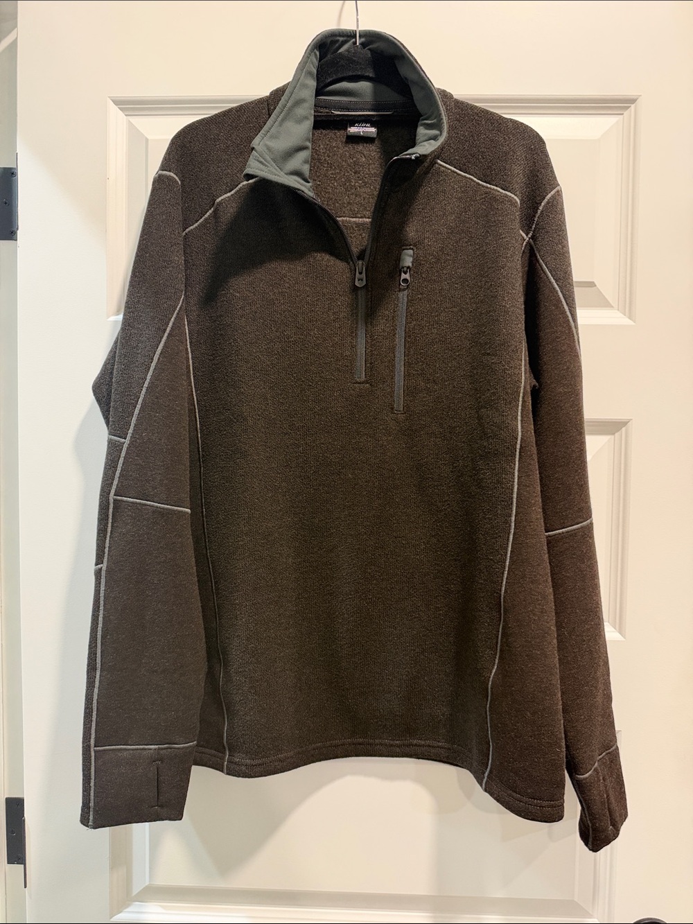 Kuhl Men's Brown Zip-Up Fleece Pullover with Contrast Piping